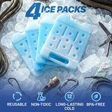 RIDGECOOL 4 Pack Reusable Extra Large Ice Packs for Cooler, Long Lasting Freezer Packs for Camping, Beach, and Road Trips, Cooler Ice Packs BPA-Free Non-Toxic, 10.28"x 7.80"