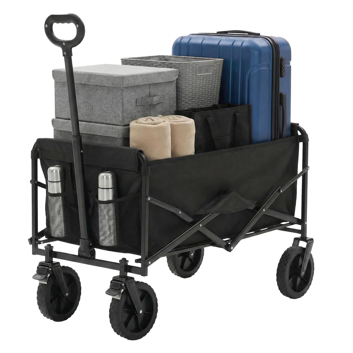 OLIXIS Wagon Cart Collapsible, 330lbs Capacity, Black