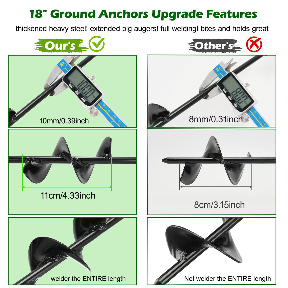 hannger 4 Pack 18" Heavy Duty Ground Anchors Shed Anchor Kit with 3/16" Galvanized Cable, Swing Set Anchors Trampoline Stakes for Shed Canopy Gazebo Carport Tent