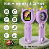 Kids Microscope- 500x Magnification,16X Zoom,Handheld Microscope for Kids with HD Cam,Portable Science Learning Tool,Christmas Birthday Gifts for Boys Girls Aged 3-12,32GB SD Card Include (Purple)