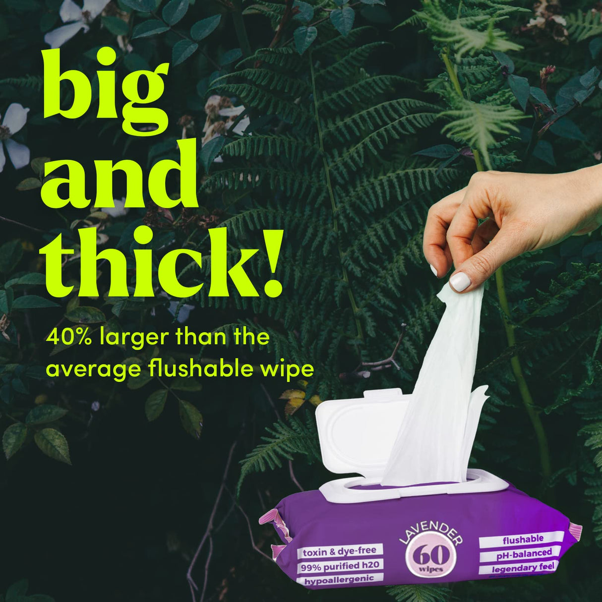 Goodwipes Flushable Butt Wipes Made with Vitamin E & Aloe - Soft & Gentle Wet Wipe Dispenser for Home Use, Septic & Sewer Safe - Largest Adult Toilet Towelettes - Lavender, 360 Count (6 Packs)