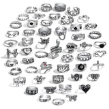 IFKM PCS Vintage Silver Knuckle Rings Set for Women Teen Girl, Stackable Joint Finger Statement Rings Bohemian Retro Hollow Carved Midi Rings, Steel, No Gemstone