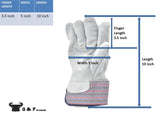 G & F Products Cowhide Leather Work Gloves with Suede Finish Palm rubberized safety cuff, 5 Pairs