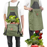 Berry&Bird Harvest Apron, Canvas Gardening Apron with Pockets and Harvesting Pouch Waterproof Harvesting Apron (Green)