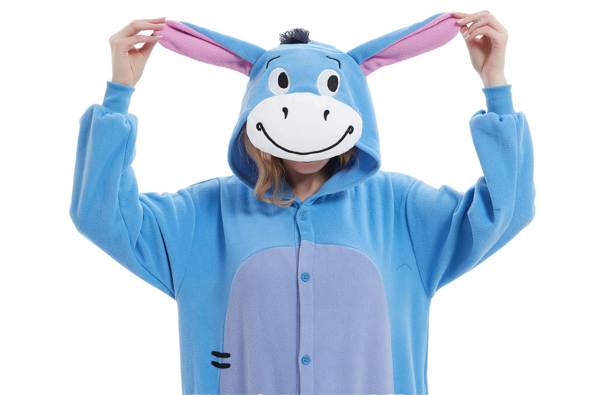 HvnTjvn Animal Donkey Onesie adult Jumpsuit Unisex One-Piece Pajamas Cosplay Costume Sleepwear for Halloween christmas Women Men M