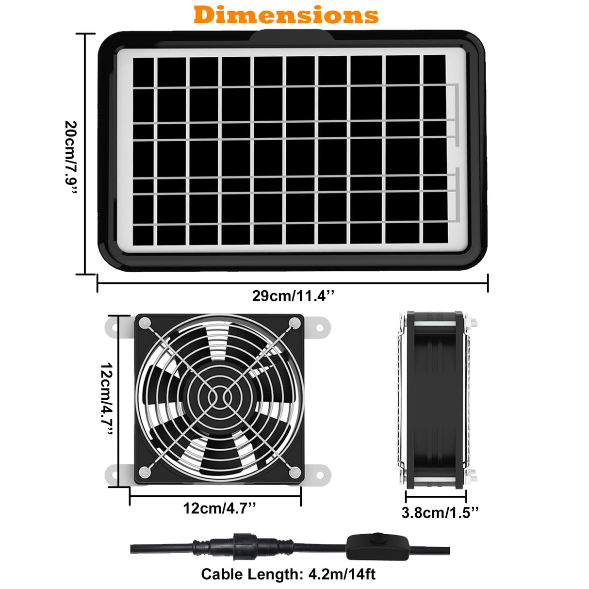 DELUMEE Powerful Solar Exhaust Fans, with Dual Install-Free 30W Solar Panels, Cloudy Days Working, Waterproof Solar Powered Cooling Fan for Ventilation in Greenhouse, Pet House, Chicken Coop, Garage