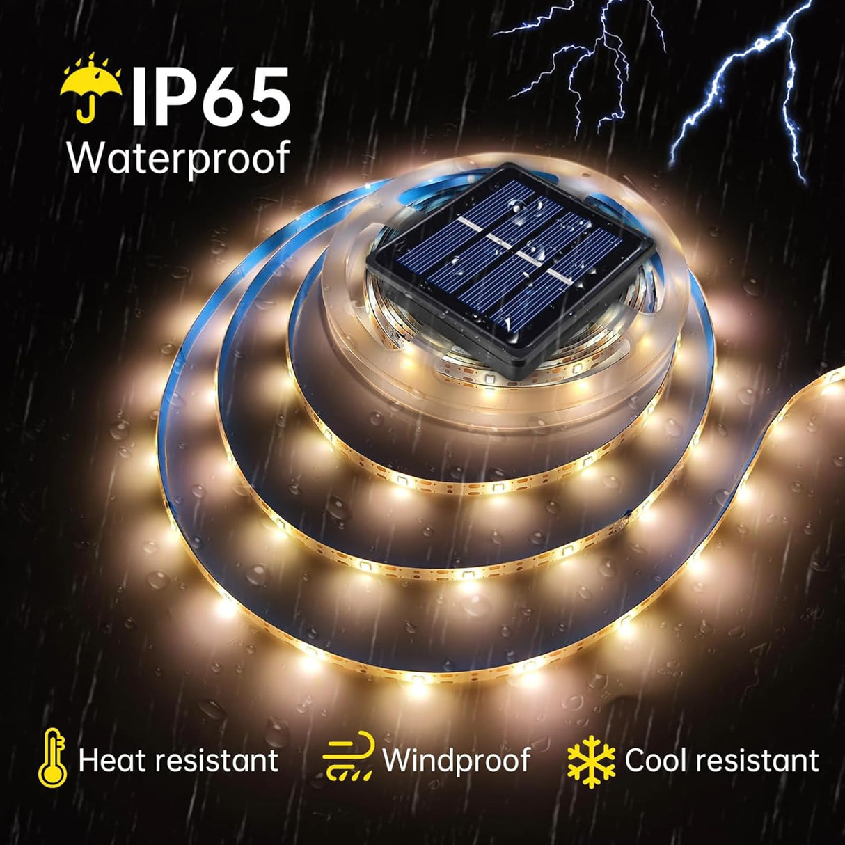 Solar LED Strip Lights Outdoor String Light Waterproof 20FT 180LED Cuttable Tape Rope Solar Lighting for Garden Path, Deck, Yard, Stair, Step, Christmas Decorative Lighting 2 Packs