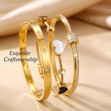 Gold Bangle Bracelets for Women, 18K Gold Plated Stainless Steel 5 Pcs Stackable Bangle Bracelet Set, Waterproof Non Tarnish Bracelets, Trendy Jewelry Gifts for Women