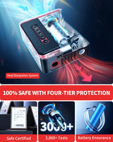 LASFIT AIR CR1 Pro Tire Inflator Portable Air Compressor [3X Fast Inflation&Fits All Cars] 150PSI Smart Cordless Car Air Pump with Powr Kit