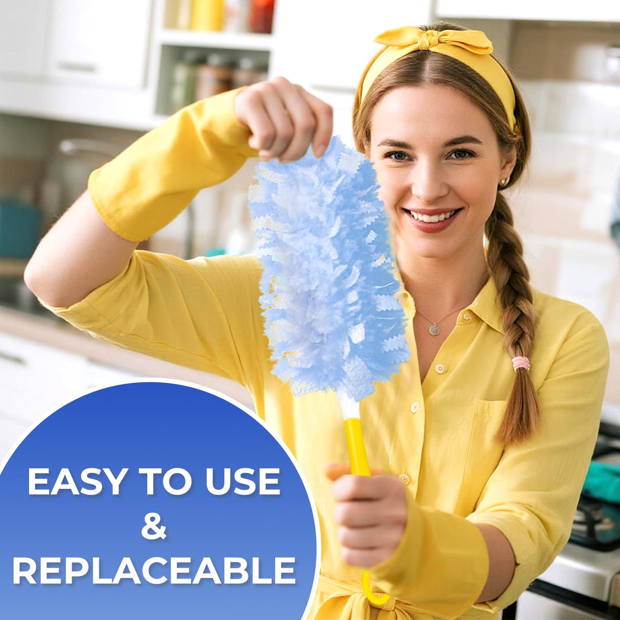 20 Count 360° Duster Refills with 1 Handle,Compatible with Swiffer Duster