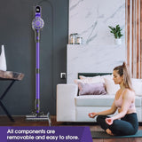 ATTELL Cordless Vacuum Cleaner,28Kpa Strong Suction,Wall Mounted Charging,Removable Battery,Green Light to Show Dust,Low Noise Handheld Vacuum Cleaner,Suitable for Carpets,Pet Hair, Hard Floors