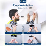 Amico 4 Pack 4 Inch 5CCT Ultra-Thin LED Recessed Ceiling Light with Junction Box, 2700K/3000K/3500K/4000K/5000K Selectable, 10W Eqv 60W 800LM Brightness Dimmable Canless Wafer Downlight, ETL & FCC