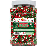 Christmas Sprinkles Bulk - 2.2 LB - Xmas Tree Jimmies - Red, Green & White Confetti for Dessert Decorating - Holiday Baking Toppings for Gingerbread, Cupcakes, Cookies, Cake Pops