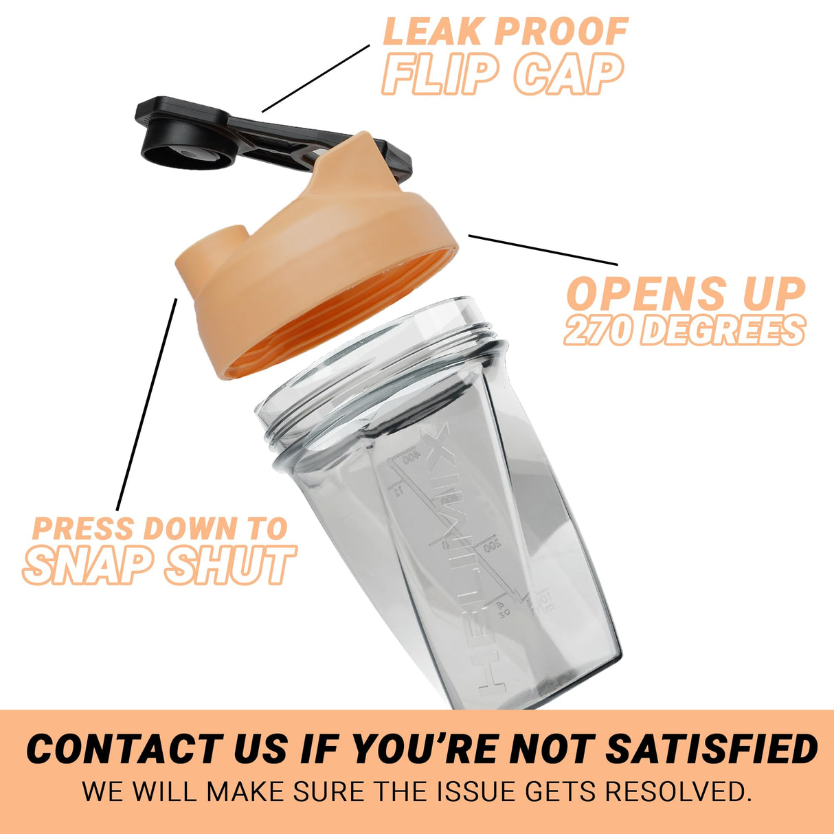 HELIMIX 1.5 Vortex Blender Shaker Bottle Holds Upto 20oz | No Blending Ball or Whisk | USA Made | Portable Pre Workout Whey Protein Drink Shaker Cup | Mixes Cocktails Smoothies Shakes | Top Rack Safe