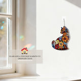 Cat Stained Glass Suncatcher Window, Hanging Sun Catchers Indoor Window, Suncatcher for Mom/Women (Black Cat)