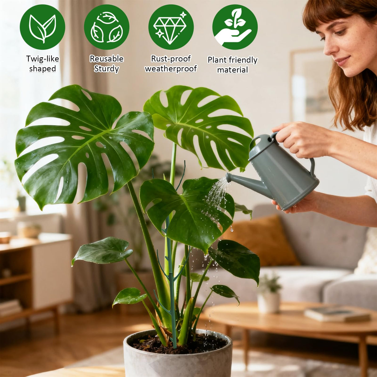 15pack Adjustable Plant Support Pole Stackable Indoor/Outdoor Support Pole with Clamps, Suitable for Supporting Monstera and Climbing Plants, Garden Accessories, Perfect Replacement for Plant Stakes