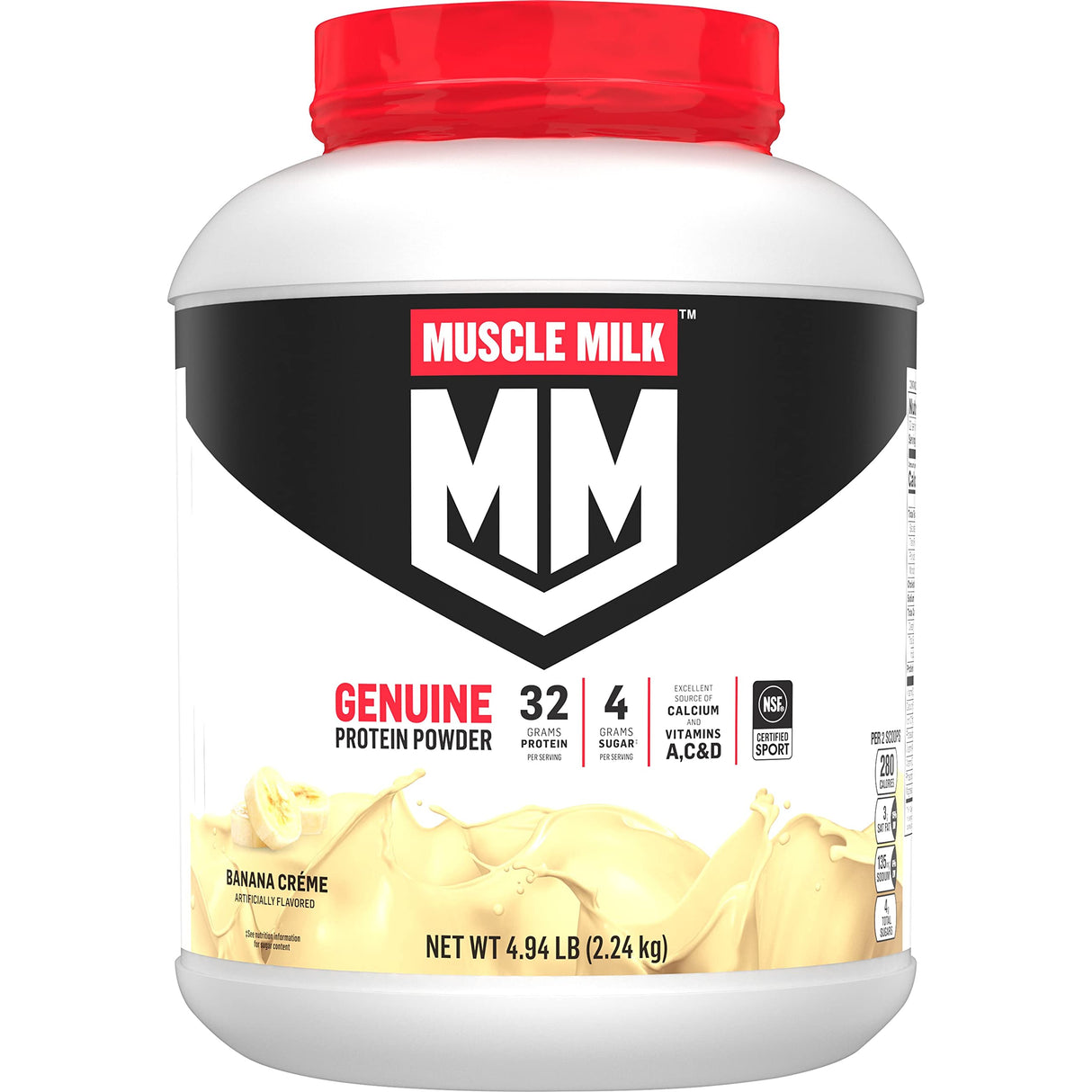 Muscle Milk Genuine Protein Powder, Banana Crème, 32g Protein, 4.94 Pound, 32 Servings