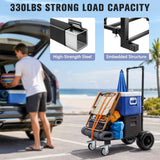 KEDSUM Beach Cart for Sand with 9" Airless Solid Big Wheels-No Deflated, 330LBS Heavy Duty Beach Dolly, 4-Wheel Push & Pull Beach Wagon for Beach, Camping, Rust-Resistant & Folds Compact