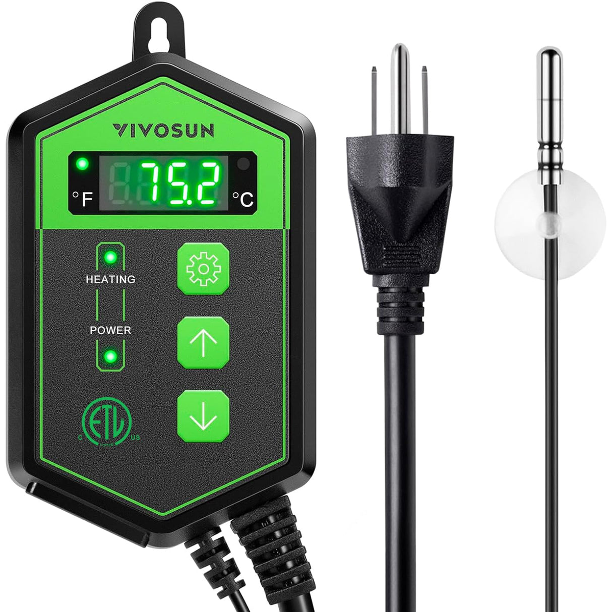 VIVOSUN Digital Heat Mat Thermostat Controller, 40–108 ºF 1000W for Reptiles, Seedlings, Germination, Incubation and Fermentation