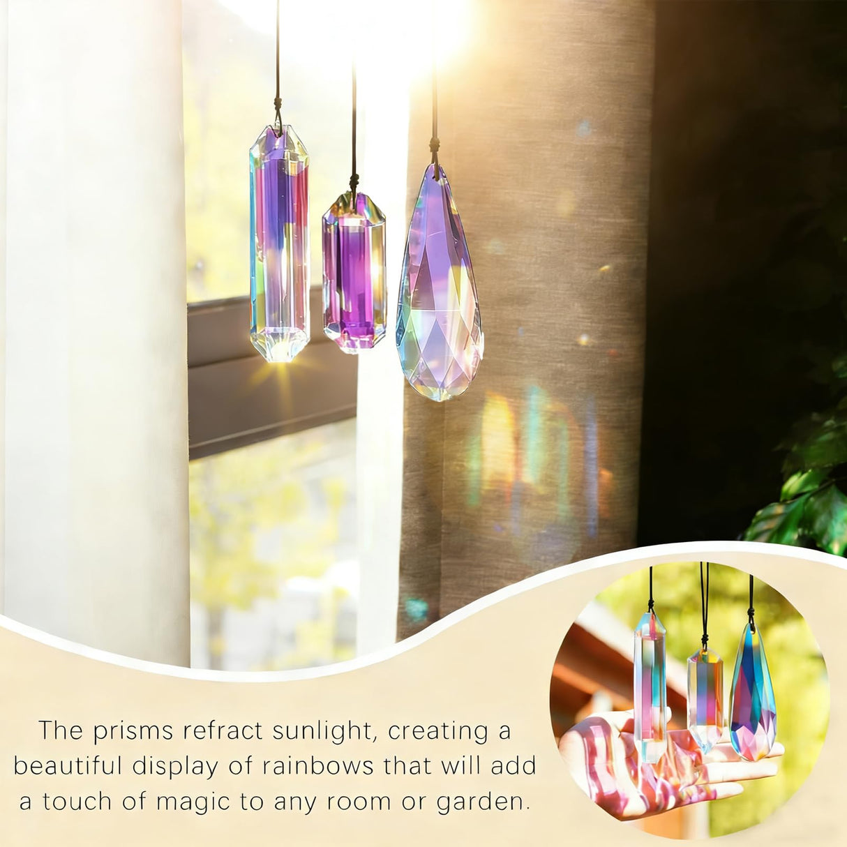 OneraOner Prism Crystal Suncatcher,3Pcs Rainbow Maker for Window Hanging