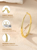 KeyStyle Large Gold Hoop Earrings for Women,5 mm Thick Big Hoop Earrings