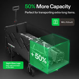 VIVOSUN Collapsible Wagon with Tailgate, 320lb Load-Bearing Outdoor Utility with All-Terrain Wheels, Adjustable Handle, Cup Holders for Camping, Shopping, Garden, Sports, Picnic, Black