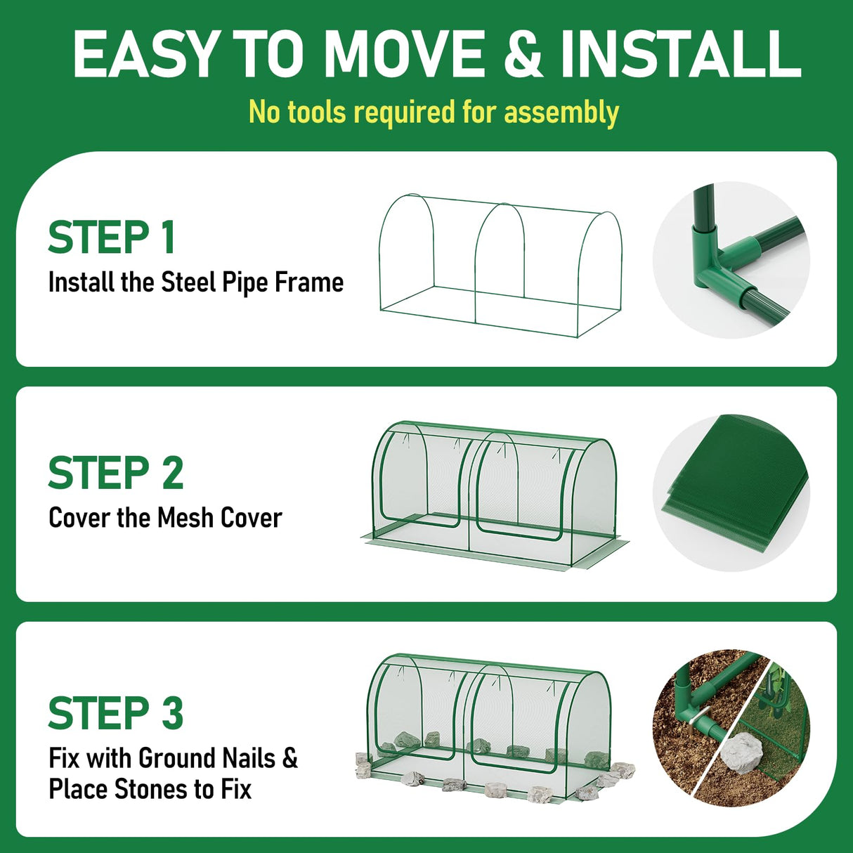 SPECILITE 98x49x49in Garden Plant Netting Mesh Cover for Raised Bed, Green