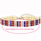 4 th of July Bracelet for Women American Flag Patriotic Bracelet Sparkle Red White Blue Rhinestone Beaded Tennis Bracelet USA Trendy Fashion Jewelry Accessories Gift (red white blue rhinestone bracelet)