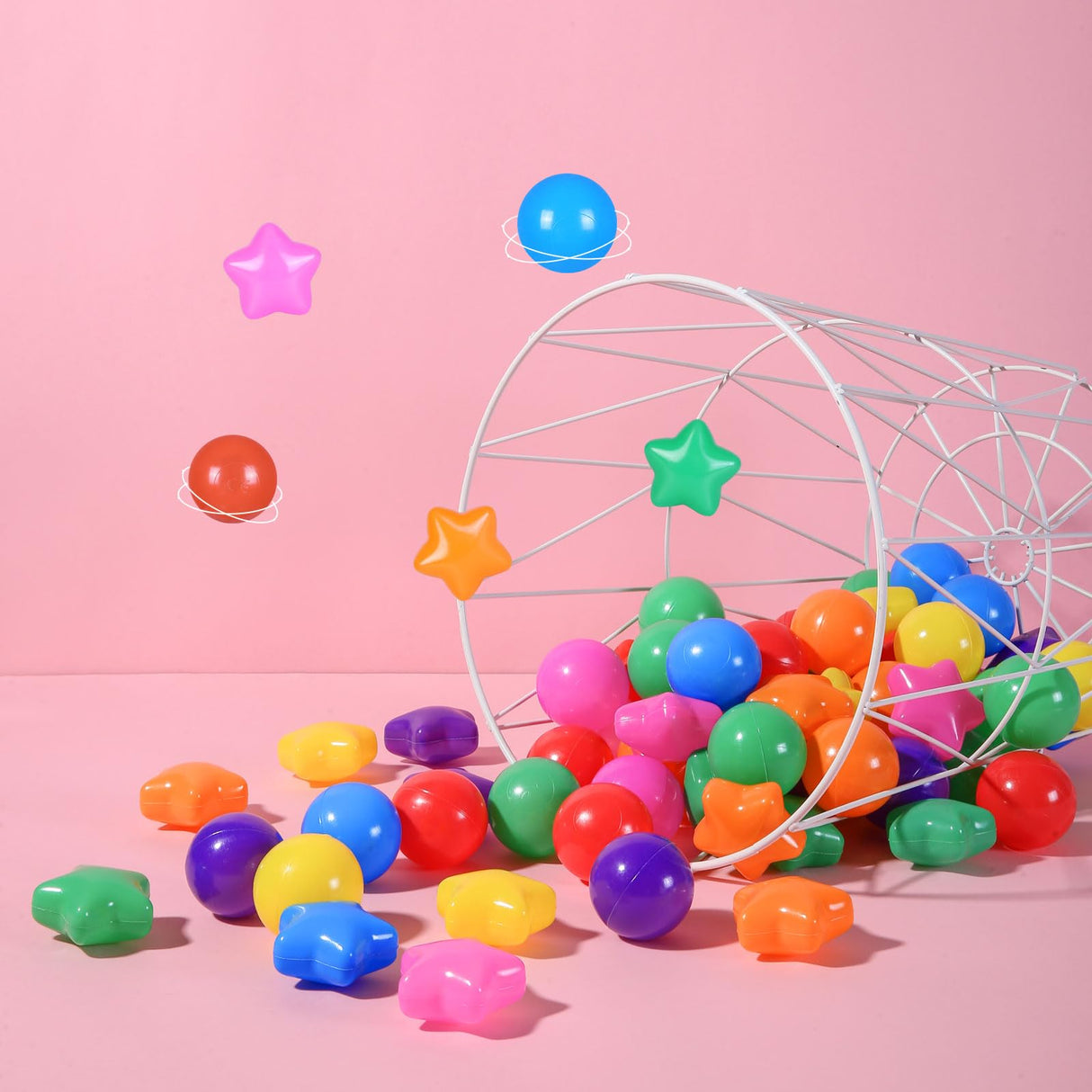 STARBOLO Ball Pit Balls - 200 Bulk Mixed Rainbow Stars Crush Proof Plastic Children's Toy Balls Star Ocean Balls for Birthday Party Christmas Water Toy Indoor Outdoor