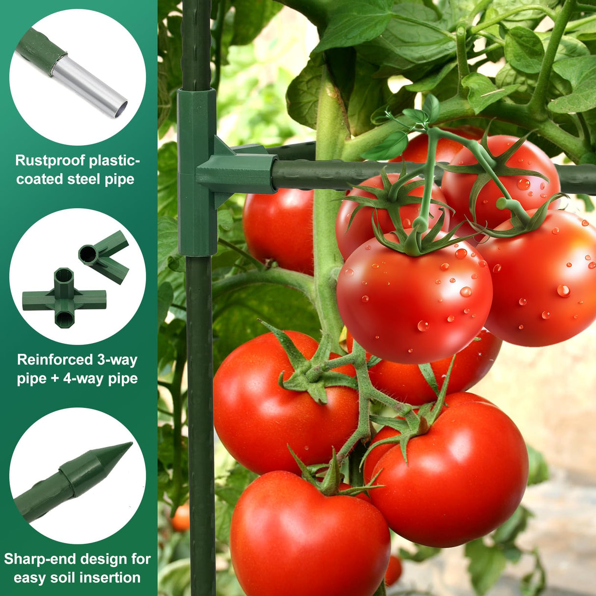 Tiuire Tomato Cages for Garden,4 Pack 50in Tall Tomato Plant Support Stakes Adjustable Heavy Duty Steel Plant Tower Stakes, Updated Cucumber Trellis Garden Cages for Climbing Plants Vegetable Flowers