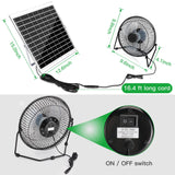 blessny 8" Solar Fan for Outdoor Greenhouse, Chicken Coop, Pet House, Shed Air Circulation Cooling, 25W Solar Powered with 16.4 FT Long Cord, 2010 RPM High Velocity