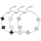 TICVRSS Silver Chain Bracelet Set Gold/White/Black Clover Bracelets for Women Four Leaf Lucky Bracelets Jewelry Gifts for Women 3Pcs