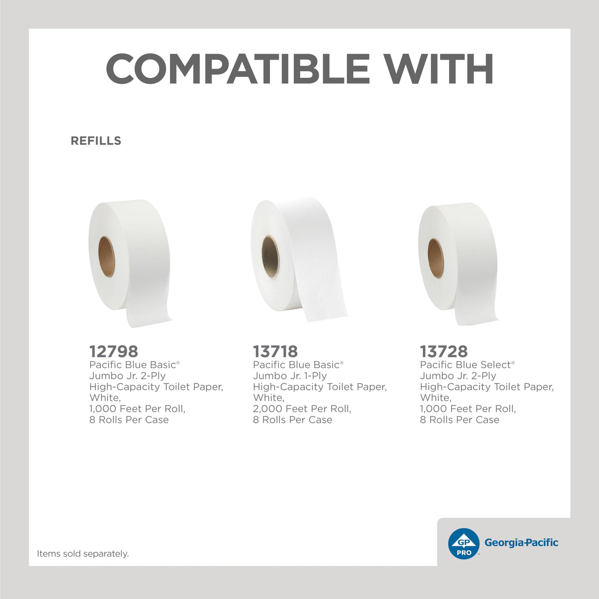 Georgia-Pacific Single-Roll Jumbo Toilet Paper Dispenser by GP PRO (Georgia-Pacific), Translucent Smoke, 59009, 10.610" W x 5.390" D x 11.290" H