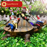 Sunthus Garden Gnome Turtle Statues Yard Art Resin Figurine Decorations Outdoor Garden Décor