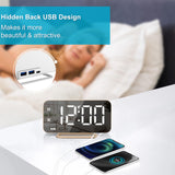 Slim LED Digital Alarm Clock, Mirror Surface for Makeup, with Diming, Large Display, Easy Setting, USB Charger Ports, Modern Bedroom, Desk, Office Living Room Decor, Christmas Birthday for Women Girl
