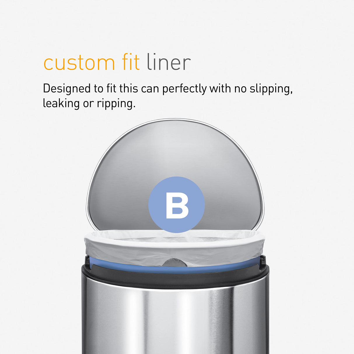 simplehuman Code B 150 Count, Dispenser Packs Custom Fit Liners, Drawstring Trash Bags, 6 Liter / 1.6 Gallon, White