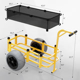 Bonnlo Beach Fishing Cart, Beach Wagon Trolley with 16" Big Balloon Wheels for Sand, Foldable Trailer with Large Cargo Deck, 400 lbs Load Capacity, 8 Fishing Rods Holders, Mesh Bag, Hand Pump