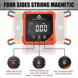Digital Angle Finder with Laser, 4-side Magnetic Digital Angle Gauge, Rechargeable Mini Digital Laser Level Measuring Tool Cube Inclinometer with Backlight for Woodworking Tablesaw Gift for Men Orange