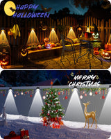 Solar Fence Lights Outdoor Waterproof High Brightness LED Spot Lens Deck Lights 7 Mode Warm & Cool White RGB Solar Powered Wall Light Decor for Christmas Outside Patio Step Backyard Rail - 12 Pack