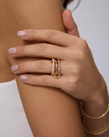 PAVOI 14K Gold Plated Statement Interlocking Ring for Women, Yellow Gold