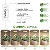 LBW Grow Light for Indoor Plants, Height Adjustable Plant Grow Lamp with Auto On/Off Timer 6/8/12/16H, 3 Colors,5 Dimmable Brightness, for Small Plants, White, 3 Packs