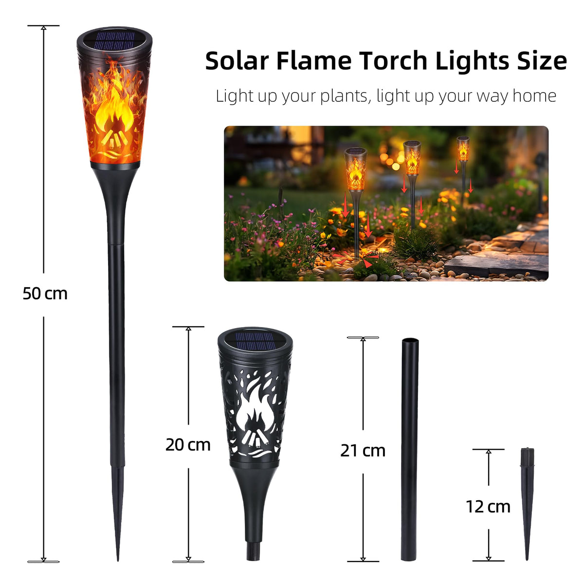 Toodour Solar Halloween Lights Outdoor, 6 Pack Solar Torch Light Waterproof