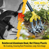 Colwelt Rotary Cultivator Garden Tool 61’’, Hand Tiller Garden Tool with Detachable Aluminum Tines, Cultivators for Gardening Soil or Reseeding Grass, Manual Cultivators & Tillers for Flowers Beds