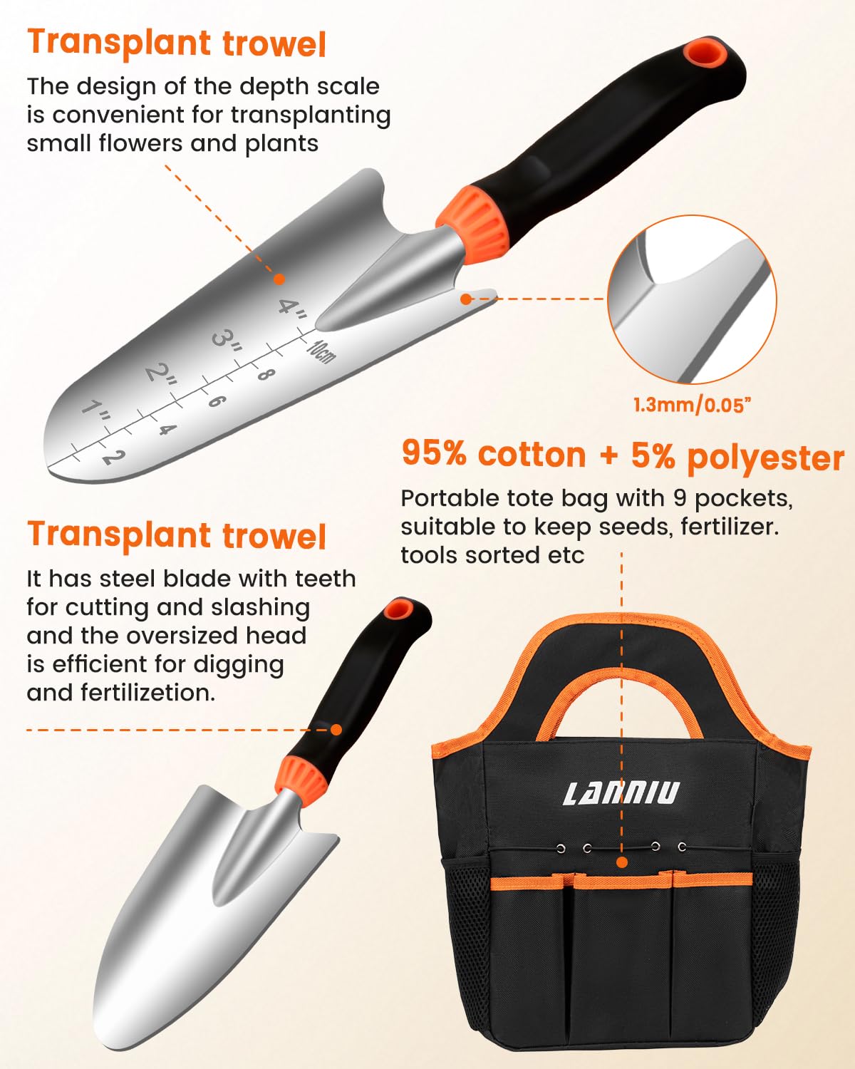 LANNIU 7-Piece Gardening Tools Set