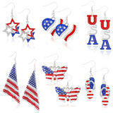 4th of July American Flag Dangle Earrings for Women Patriotic Jewelry