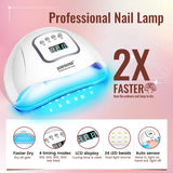 JODSONE Gel Nail Polish Kit with U V Light 32 Colors Gel Polish Nail + 4 Functional Adhesive Bottles Kit Soak Off Manicure Tools Gifts for Women