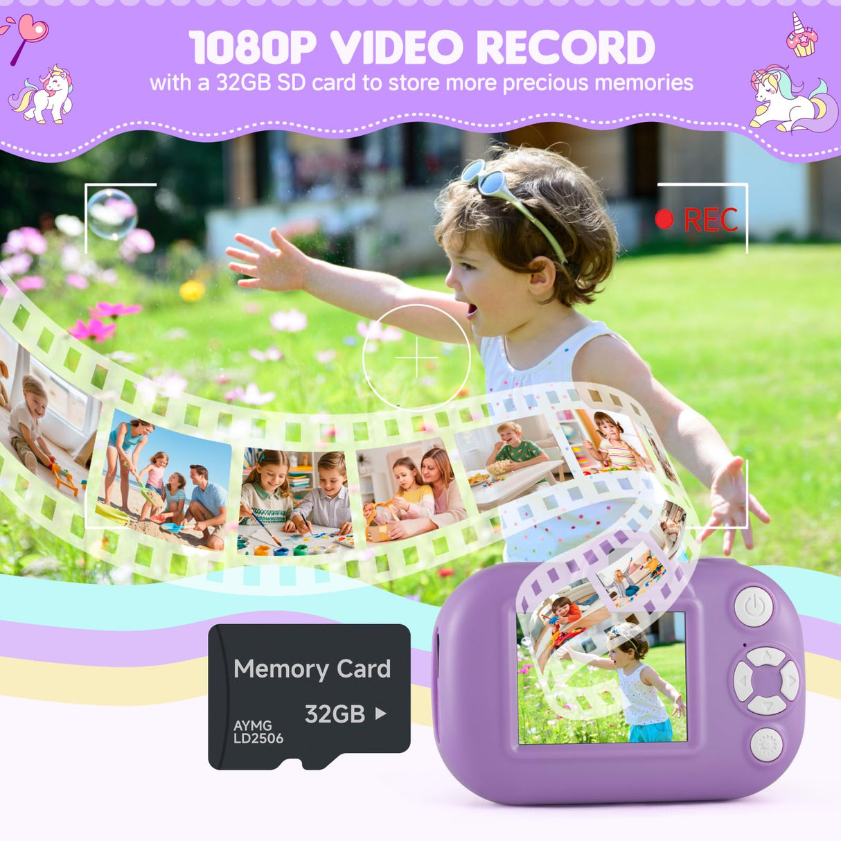 Kids Camera Toddler Toys for 3 4 5 6 7 8 Years Old Girls, 48MP HD Dual Lens Selfie Camera for Kids, 1080P HD Video Kids Digital Camera for Age 3-9 Christmas Birthday Gifts with 32G SD Card