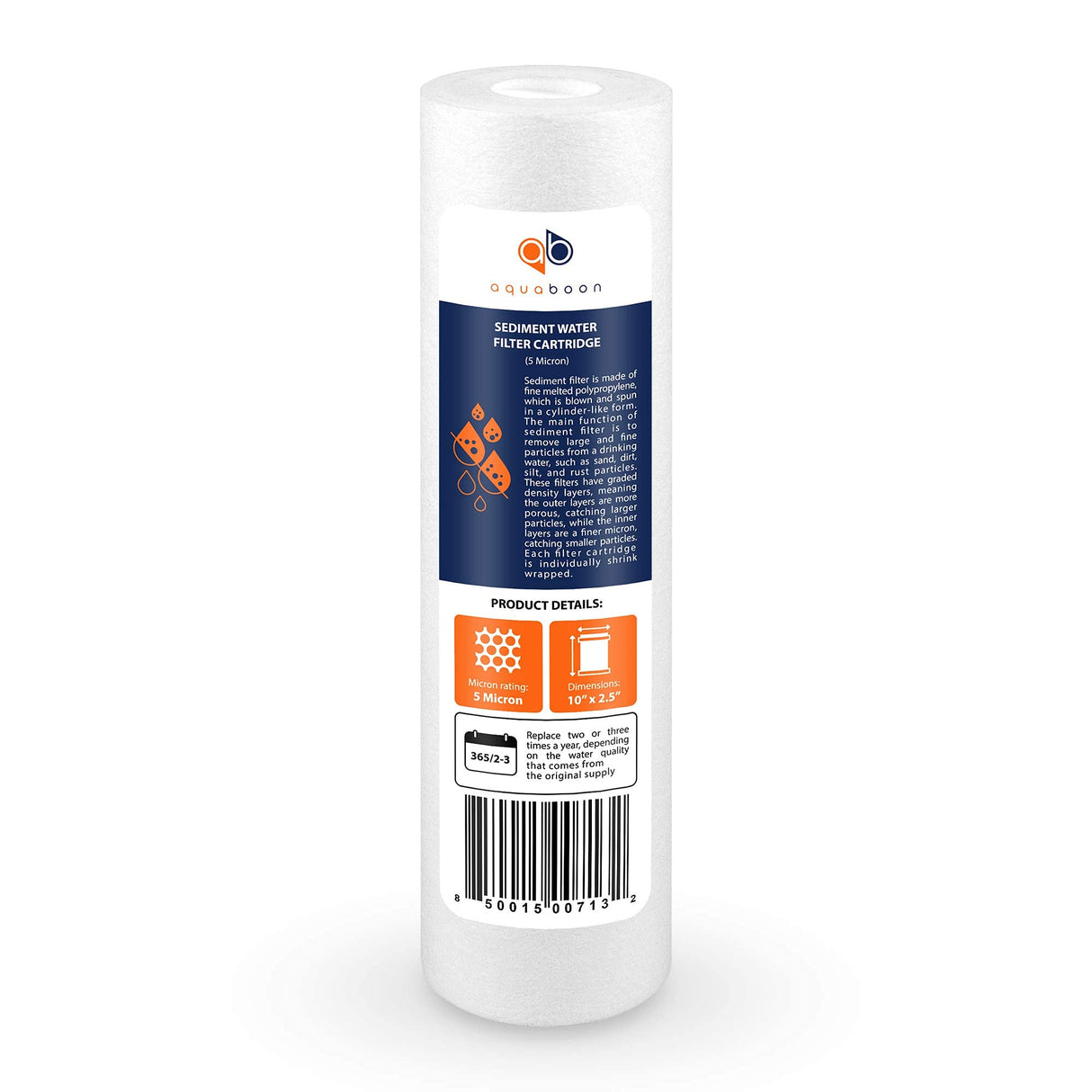 Aquaboon 5 Micron 10 x 2.5 Sediment Filter - Whole House Water Filter Replacement Compatible with Well Water Filters - P5, AP110, WHKF-GD05, 4 Pack