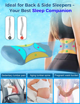 Lower Back Pain Relief Pillow for Sleeping Memory Foam Lumbar Support Pillow for Side Back Sleepers - Ergonomic Cooling Waist Pillow - Back Pain Relief Wedge Cushion Bolster Pillow for Bed, Car, Sofa
