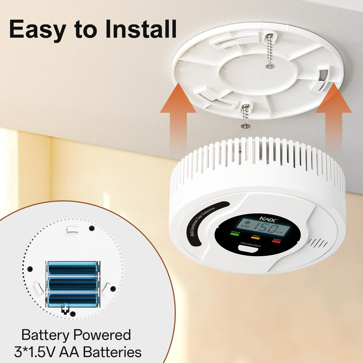 3-In-1 Smoke and Carbon Monoxide Detector Temper Sensor Combo Battery Powered,Smoke Detector, Carbon Monoxide Detectors, CO & Smoke Alarm, Digital Display,Carbon Monoxide Gas Detector for Home,Kitchen